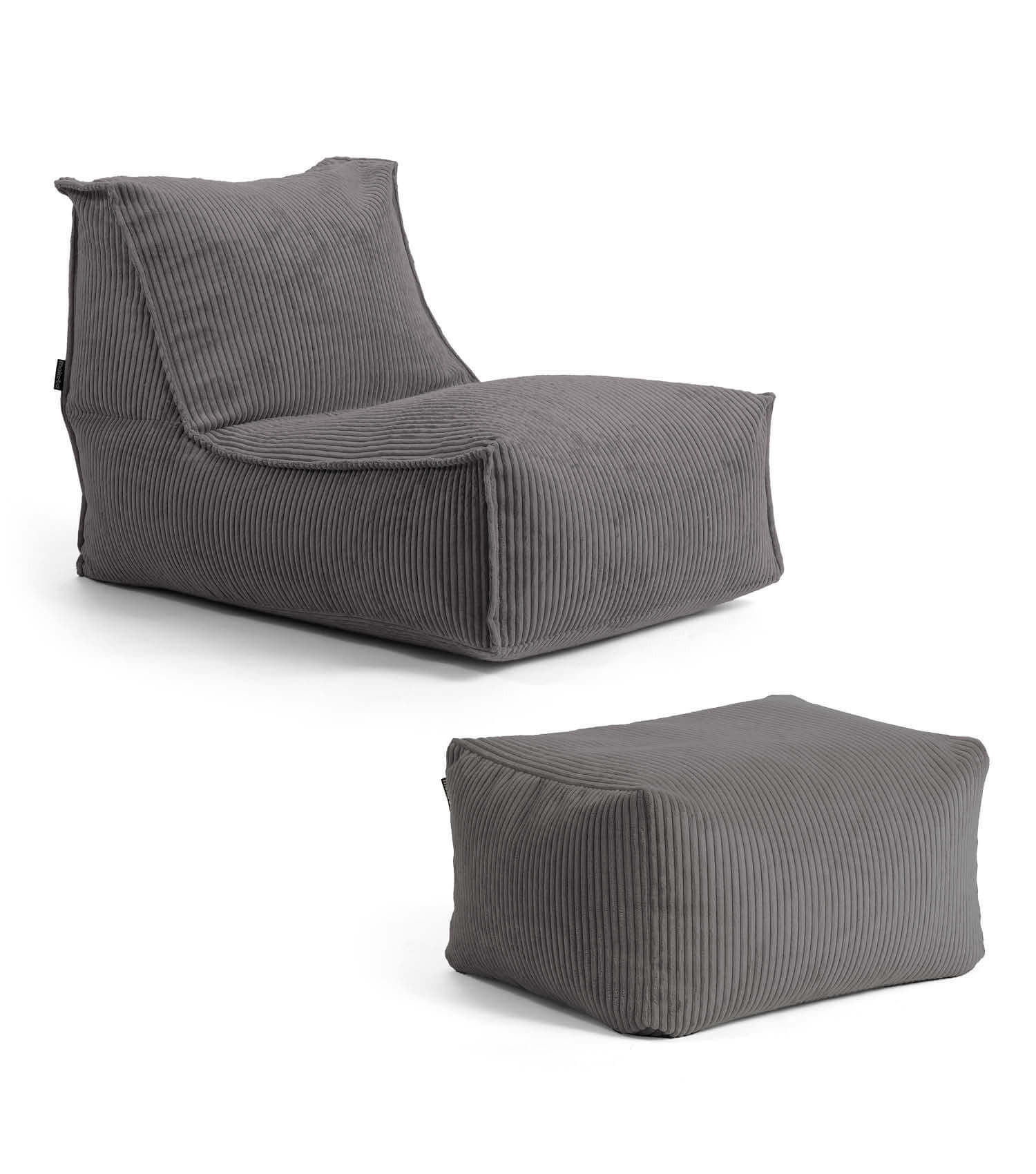 SITZSACK mit Hocker Der Gelassene - Anthrazit, Textil (65/65/155cm) - Mokebo