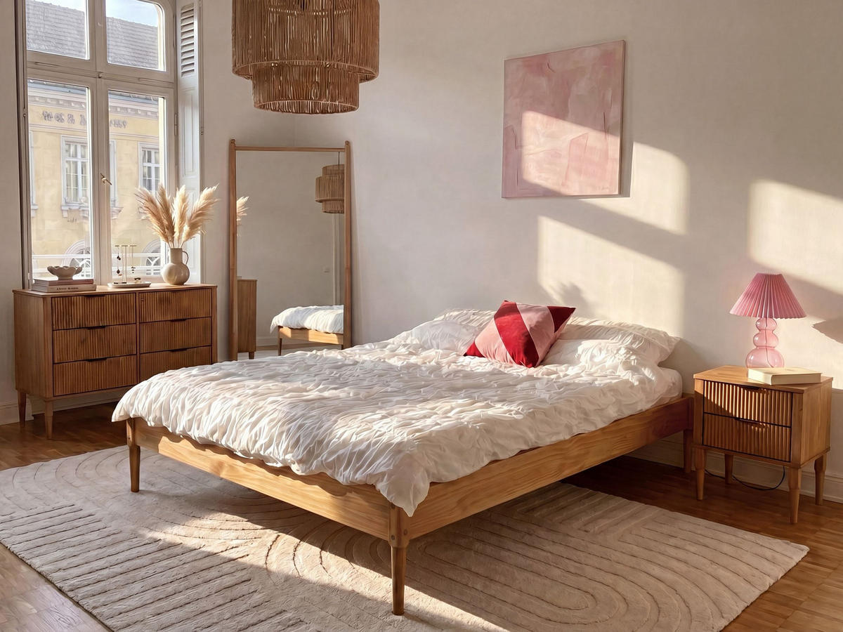 BETT ohne Kopfteil 120/200 Kiefernholz Hellbraun Veyrac - Hellbraun/Braun, Holz (120/200cm) - Beliani