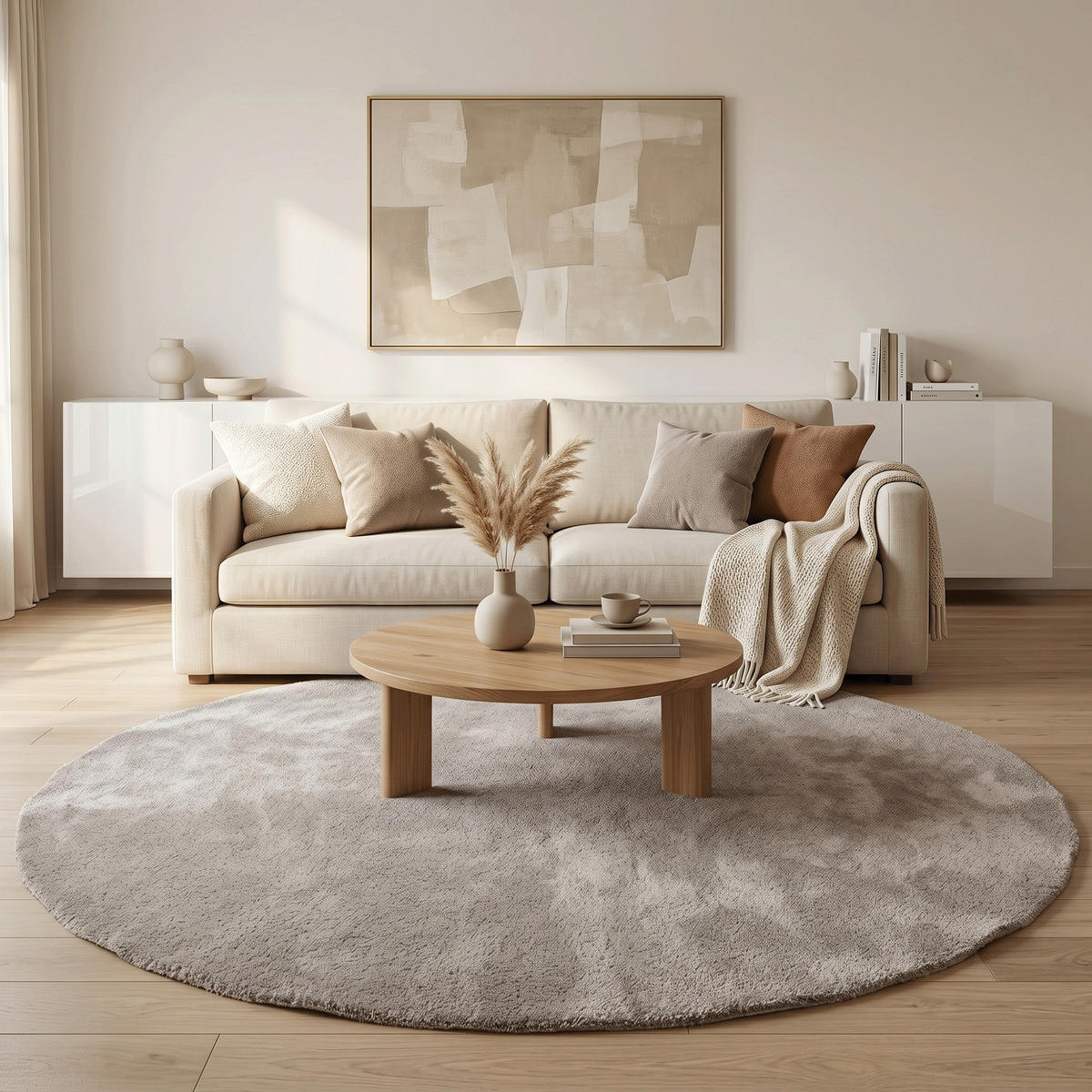 SUPER SOFT HOCHFLORTEPPICH LIVORNO RUND - Taupe, Textil (200/200cm) - Snapstyle