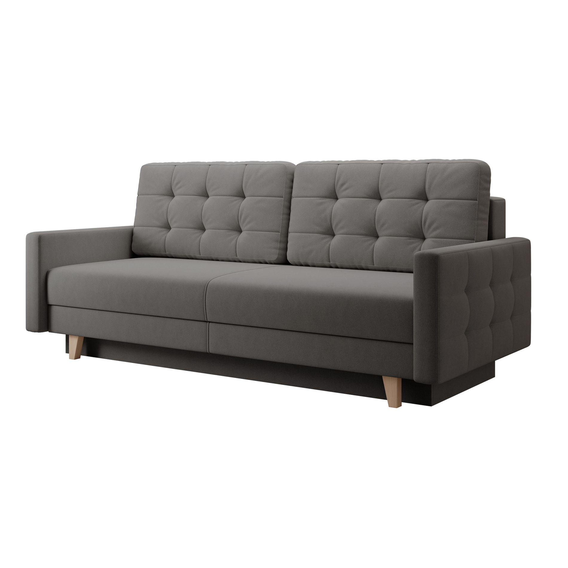 3-SITZER SOFA Verat Dunkelgrau Velours Easy-Clean - Eichefarben/Dunkelgrau, Holz/Textil (226/98/100cm) - Selsey
