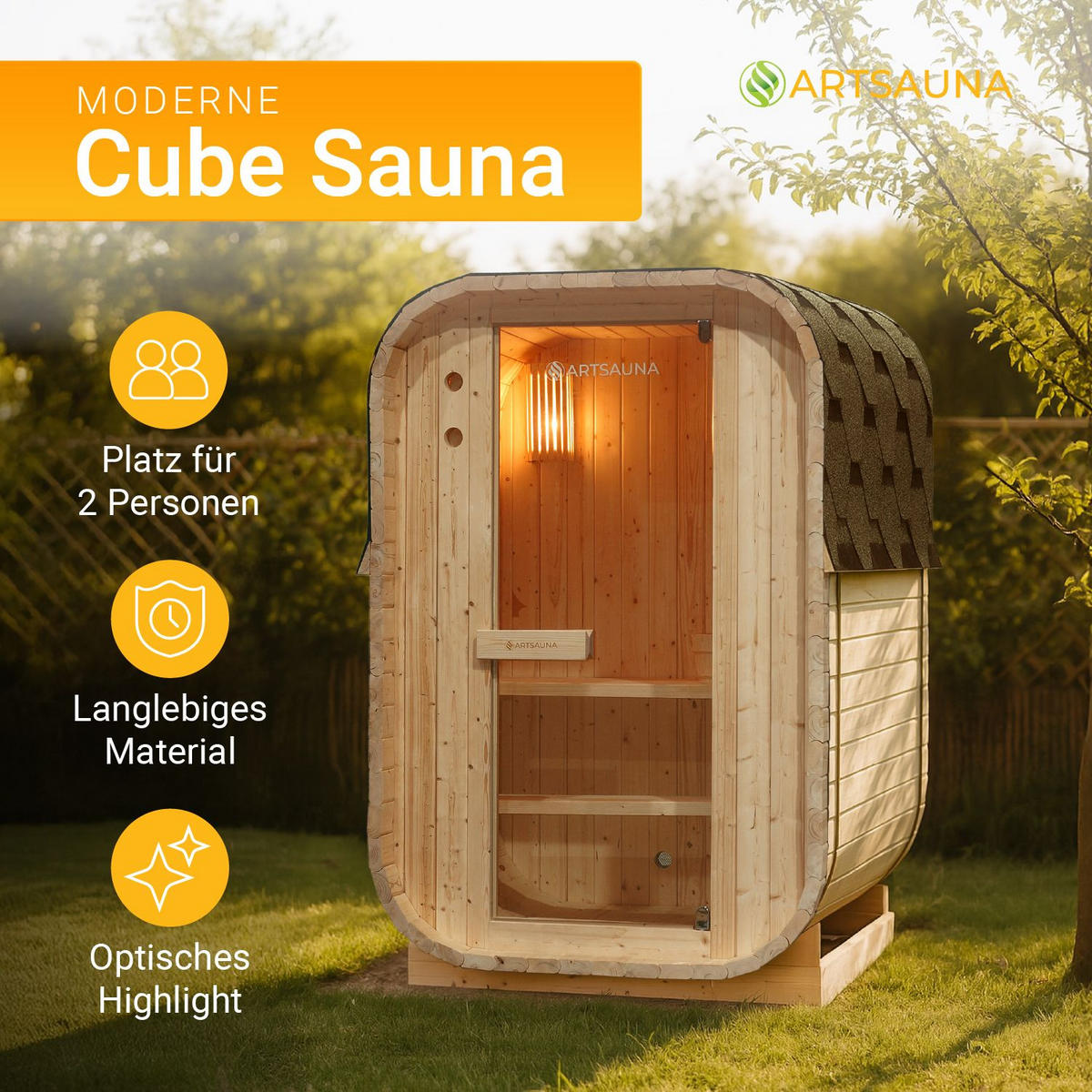 FASSSAUNA Nolvik S inkl. Zubehör-Set - Naturfarben, Holz (128/194/120cm) - Artsauna