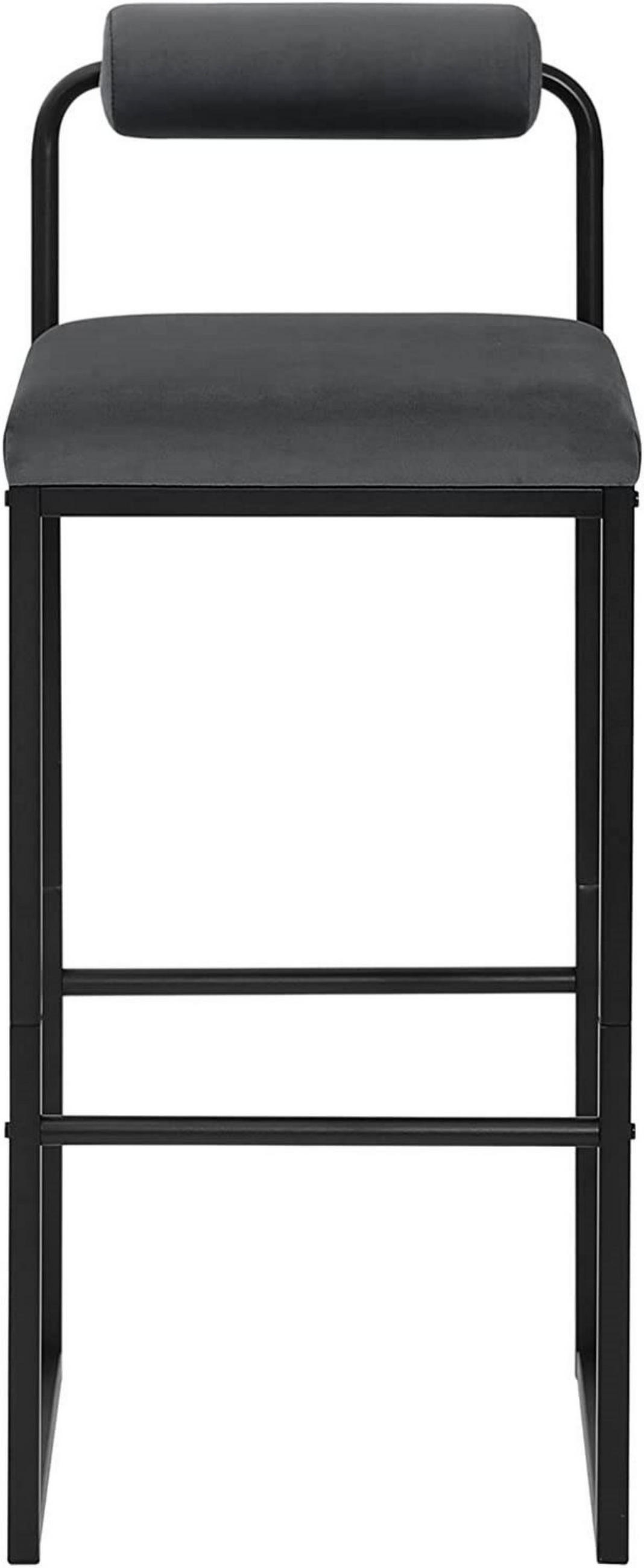 BARHOCKER 2er Set, Hochstuhl, Samt, Dunkelgrau - Dunkelgrau/Schwarz, Textil/Metall (39/95.5/38.5cm) - Woltu