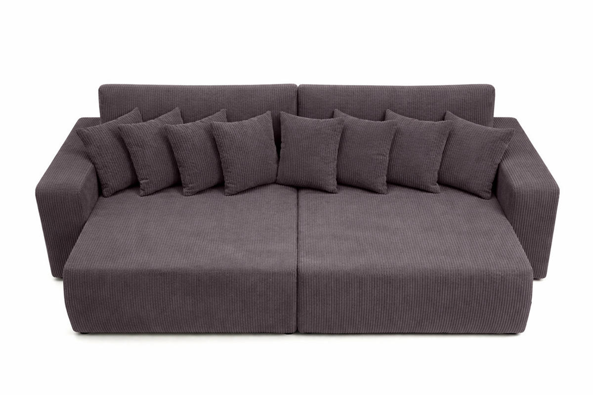 SCHLAFSOFA, Cordstoff Poso, Dunkelgrau, PIANO DOUBLE - Dunkelgrau, Holz (246/83/145cm) - Kaiser Möbel