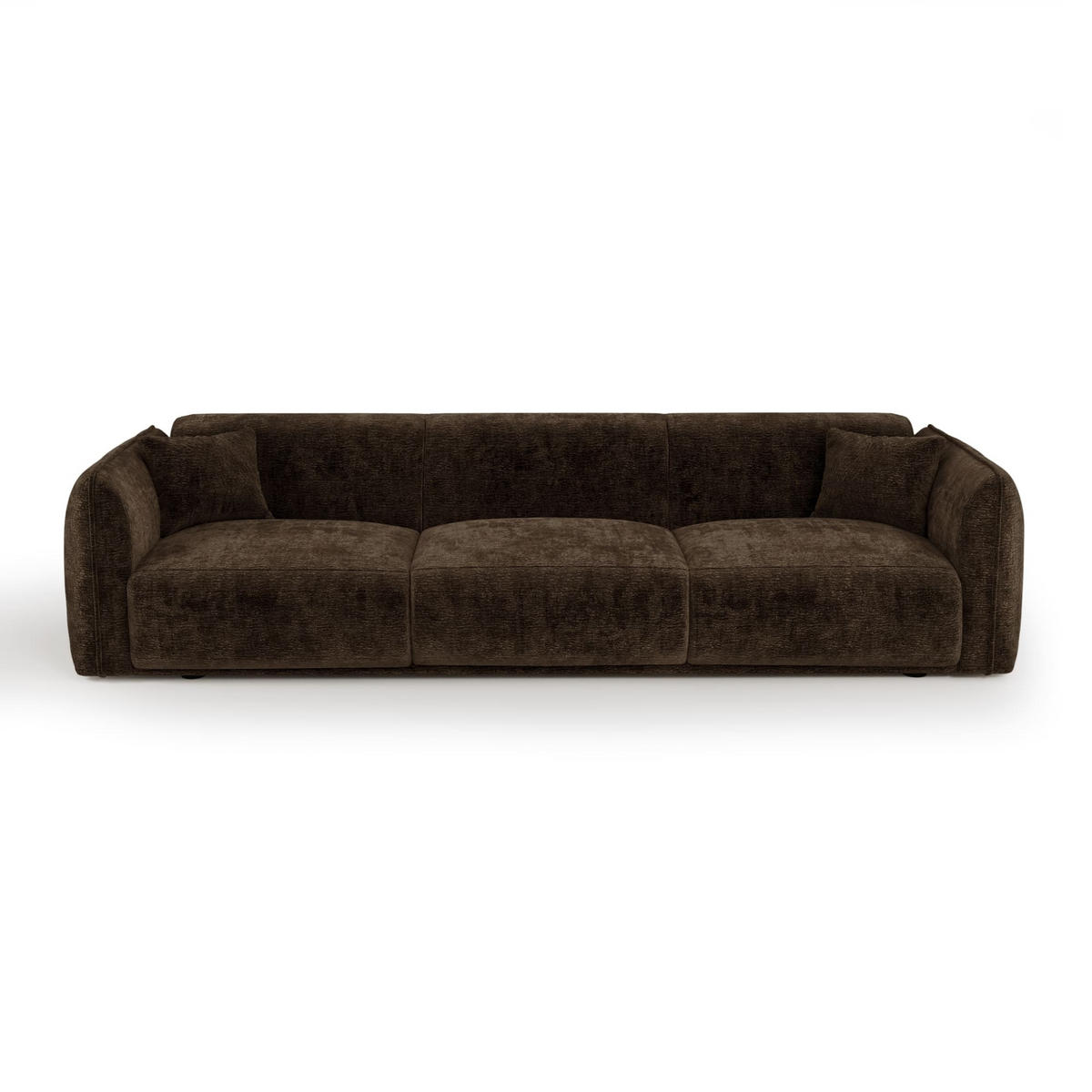 SOFA LUSH Gemusterter Samt Espressobraun 235cm - Dunkelbraun/Braun, Textil (235/72.5/90cm) - Premium Interiors