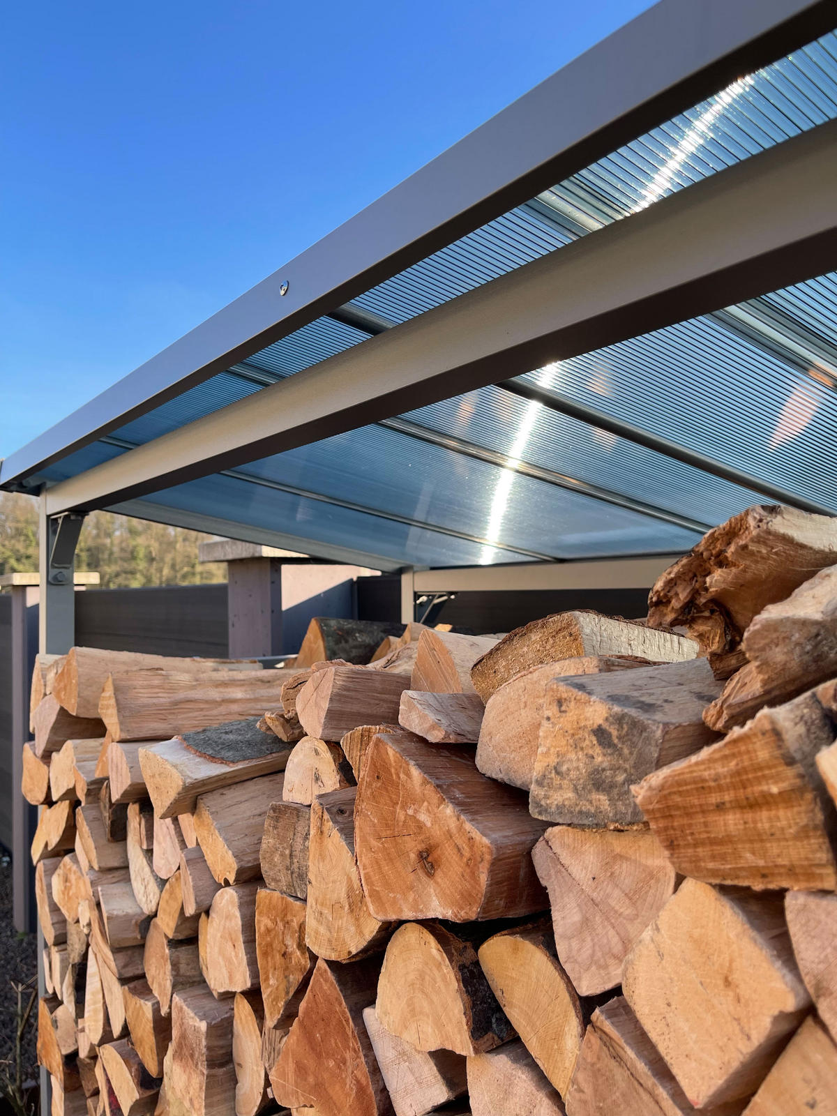 KAMINHOLZREGAL Außen 2 Stück 130x70x185 cm Metall Anthrazit 3,2 m³ / 5 SRM - Anthrazit, Metall (130/185/70cm) - QUICK STAR
