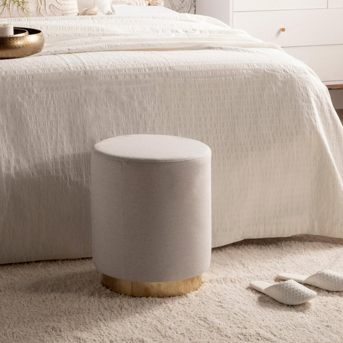 POUF Fani Beige 36 cm x 40 cm - Beige, Textil (36/40/36cm) - Klast Home