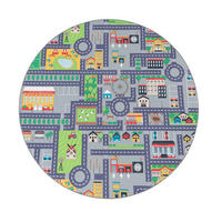 KINDERTEPPICH waschmaschinenwaschbar Stadt‑Land‑Karten‑Muster Kinderzimmer schmutzabweisend Grau Rund 160D - Grau, Textil (160/160cm) - KADIMA DESIGN