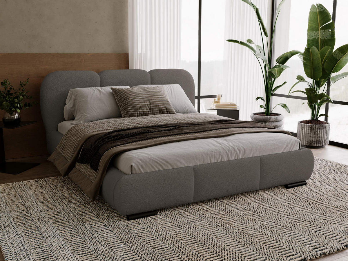 POLSTERBETT Rosa - Eichefarben/Schwarz, Holz/Textil (160/200cm) - MIRJAN24