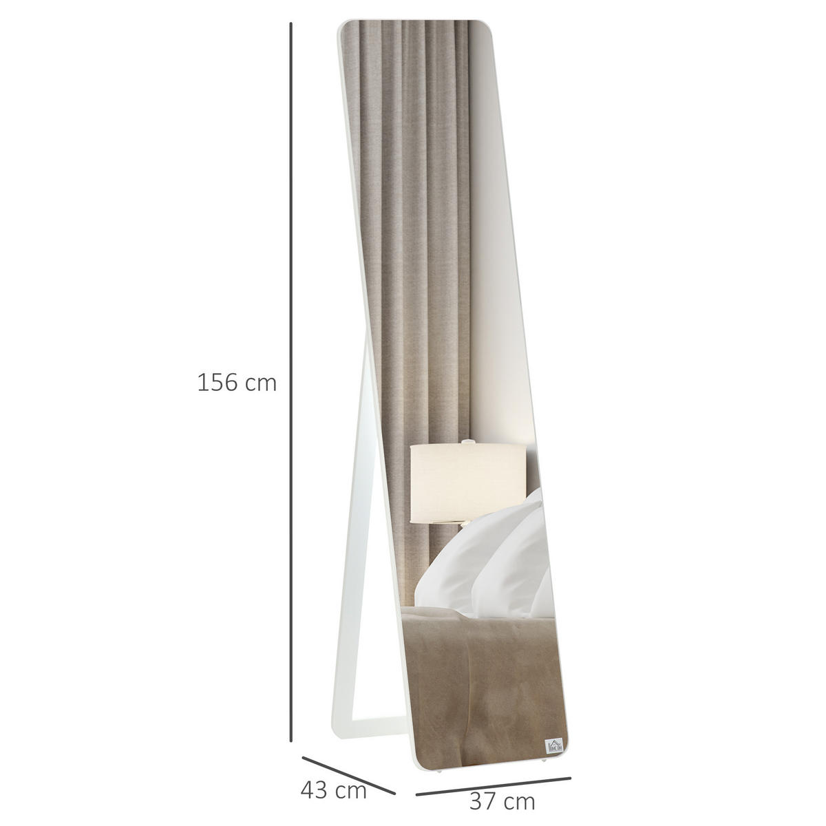 STANDSPIEGEL mit klappbaren Rahmen, stabil, Kiefernholz, MDF, Weiß - Weiß, Glas (43/156/37cm) - HOMCOM