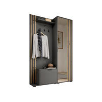 GARDEROBENSCHRANK - JOHN (Grau) - Schwarz, Holzwerkstoff (135/197/40cm)
