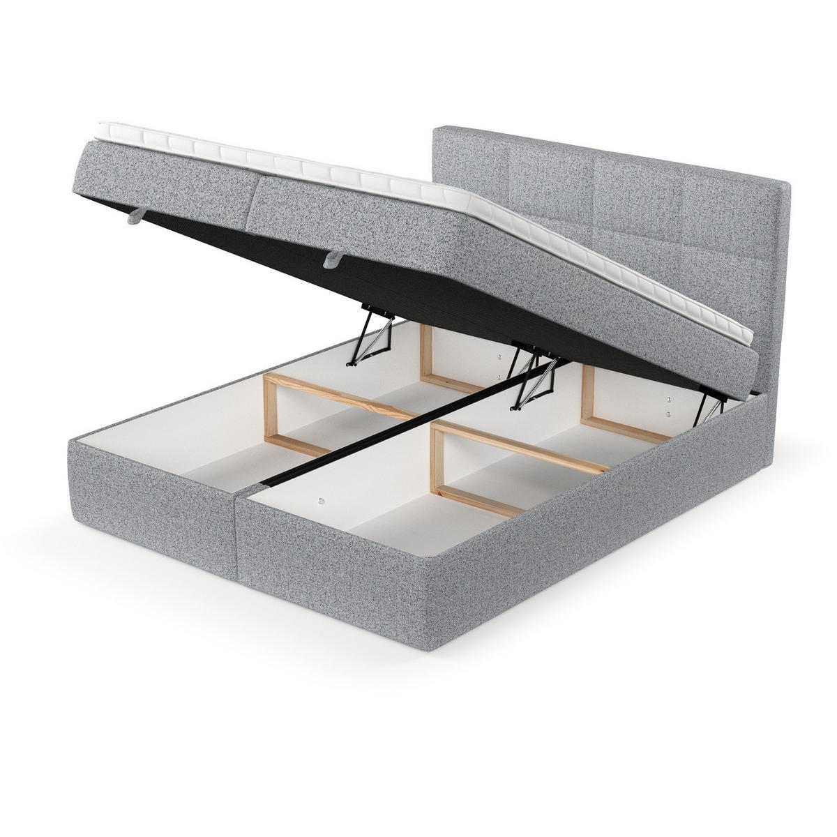 BOXBETT Velto 200/200 cm Grau im Riva Stoff - Schwarz/Grau, Holz/Holzwerkstoff (200/200cm) - AltaBeds