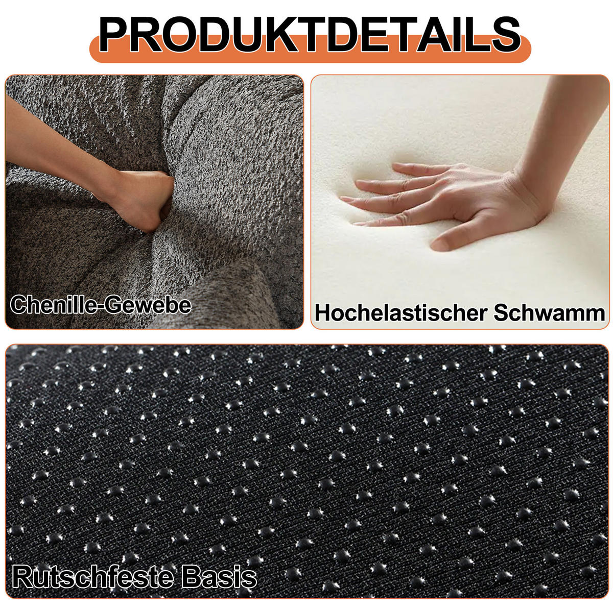 SCHLAFSOFA Chenille 2-in-1 mit Armlehnen-Ablagefach Grau - Grau, Textil (274/69.8/91.4cm) - OKWISH