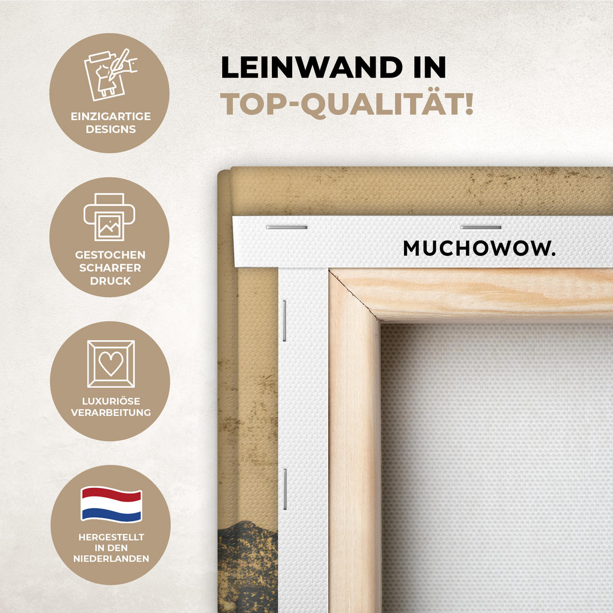 LEINWANDBILD Goldene Berge bei Mondschein Deko Wohnzimmer 20x20 cm - Goldfarben, Textil (20/20cm) - MuchoWow