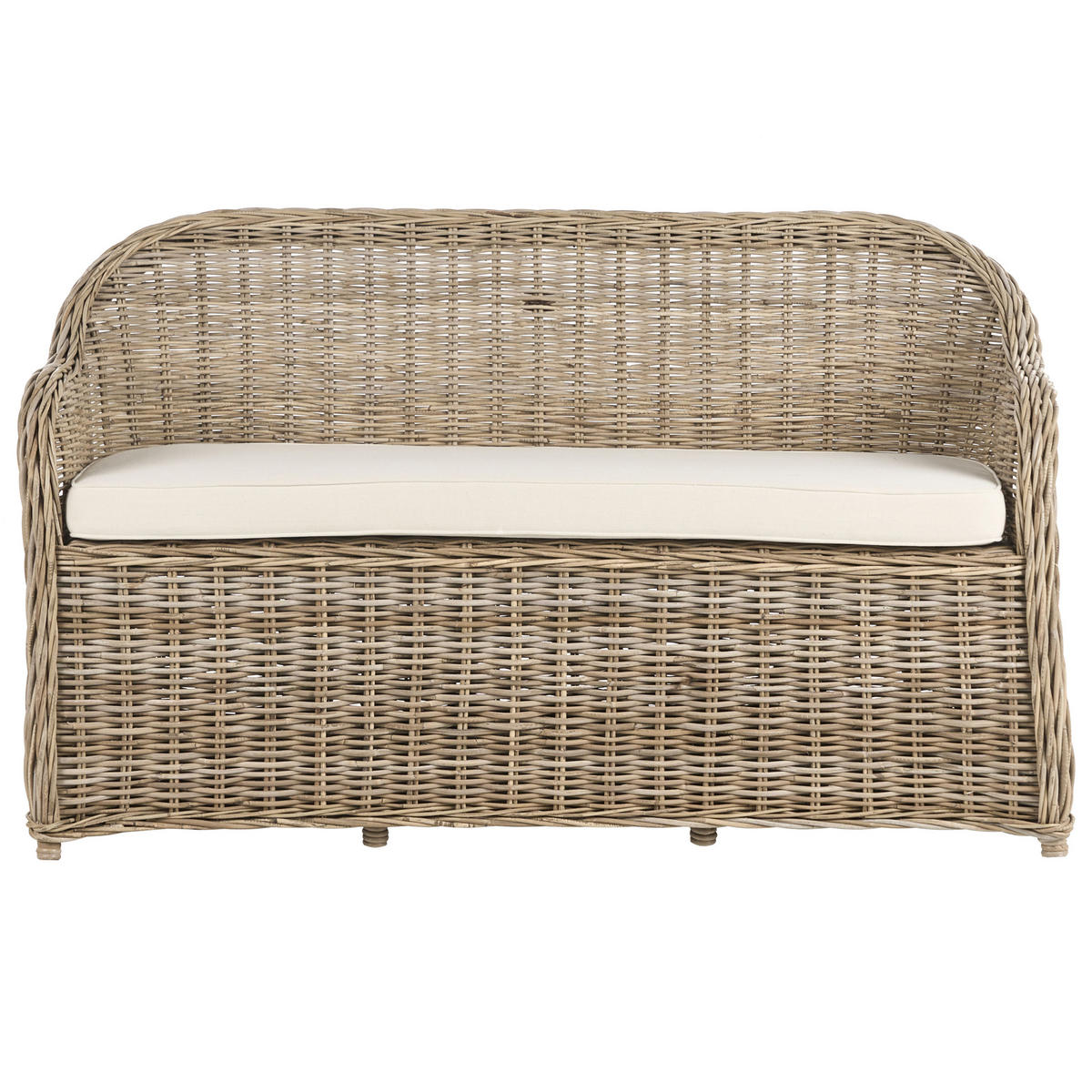 GARTENSOFA 2.5-Sitzer mit Ottomane Naturfarben Susua - Naturfarben/Weiß, Naturmaterialen (150/87/69cm) - Beliani