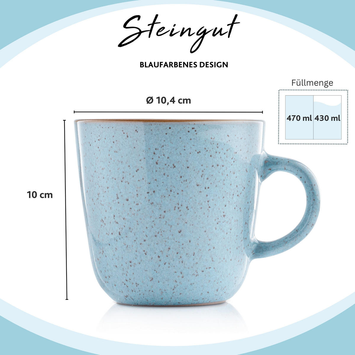 KAFFEEBECHER SET RIO LAGUNE- 4 teilig aus Steingut - Blau, Keramik (0.43L) - Sänger
