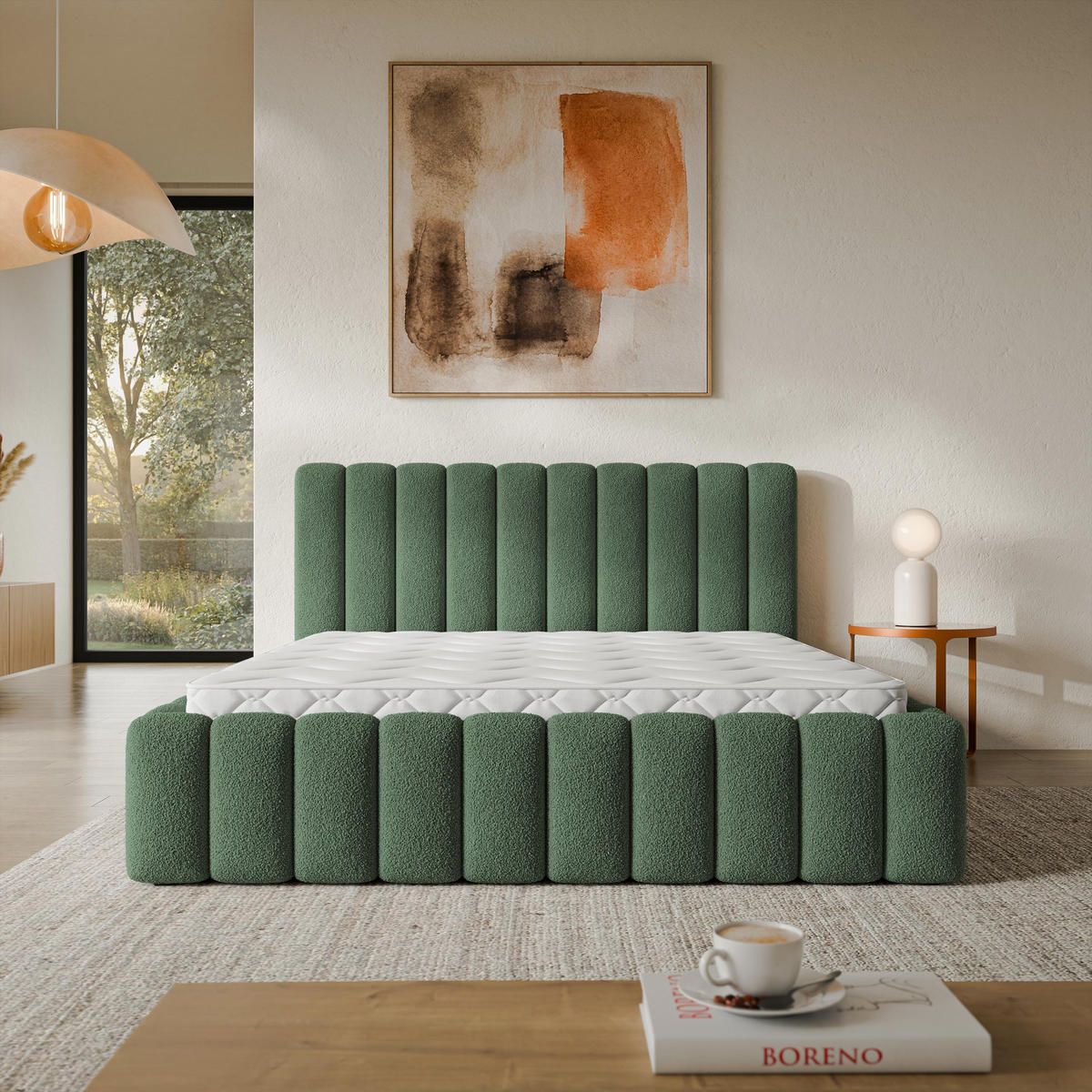 ČALOUNĚNÁ Postel TEBA 160x200 cm Zelená - zelená barva, kompozitní dřevo/textil (160/200cm) - MASSENO