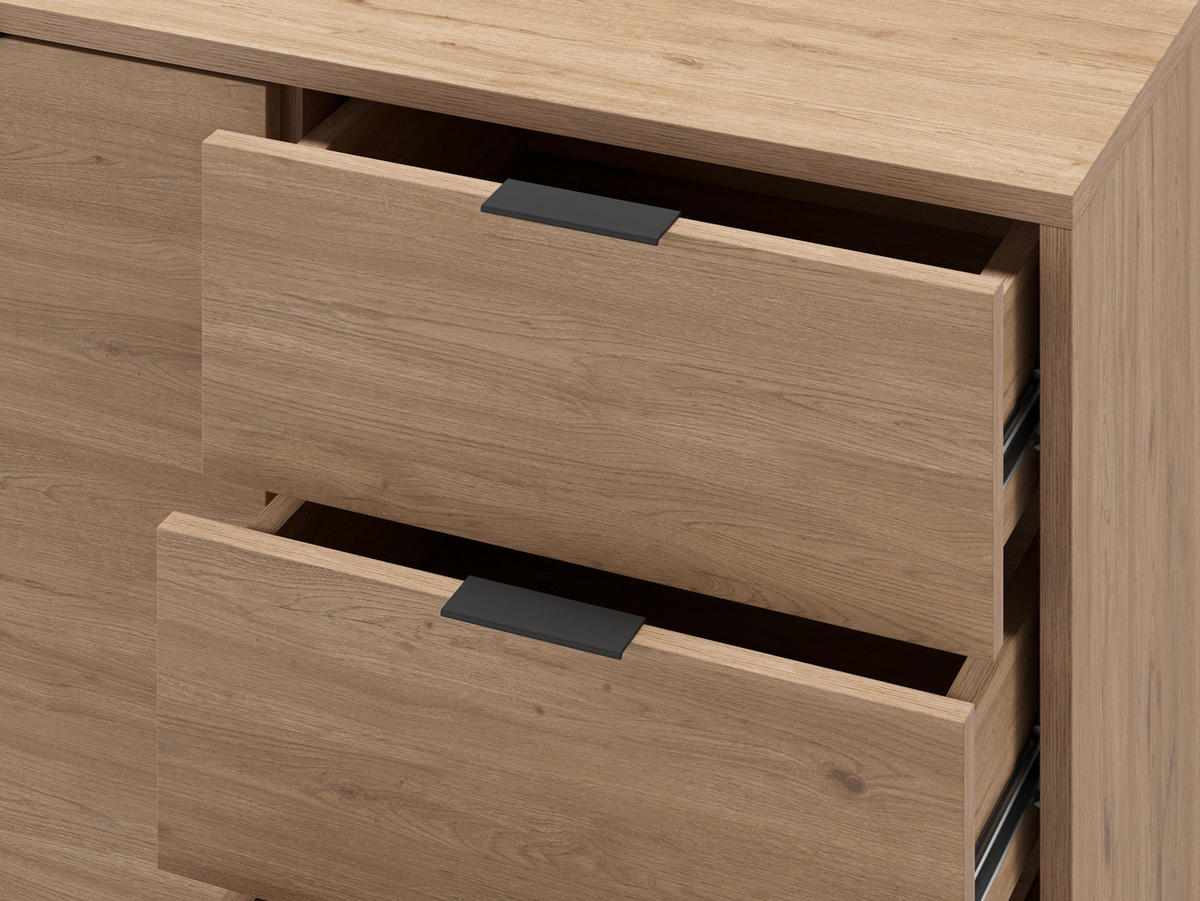 SIDEBOARD 3 Türen und Metallfüße ariel 40/80/140 cm - Braun, Holz (40/80/140cm) - Calicosy