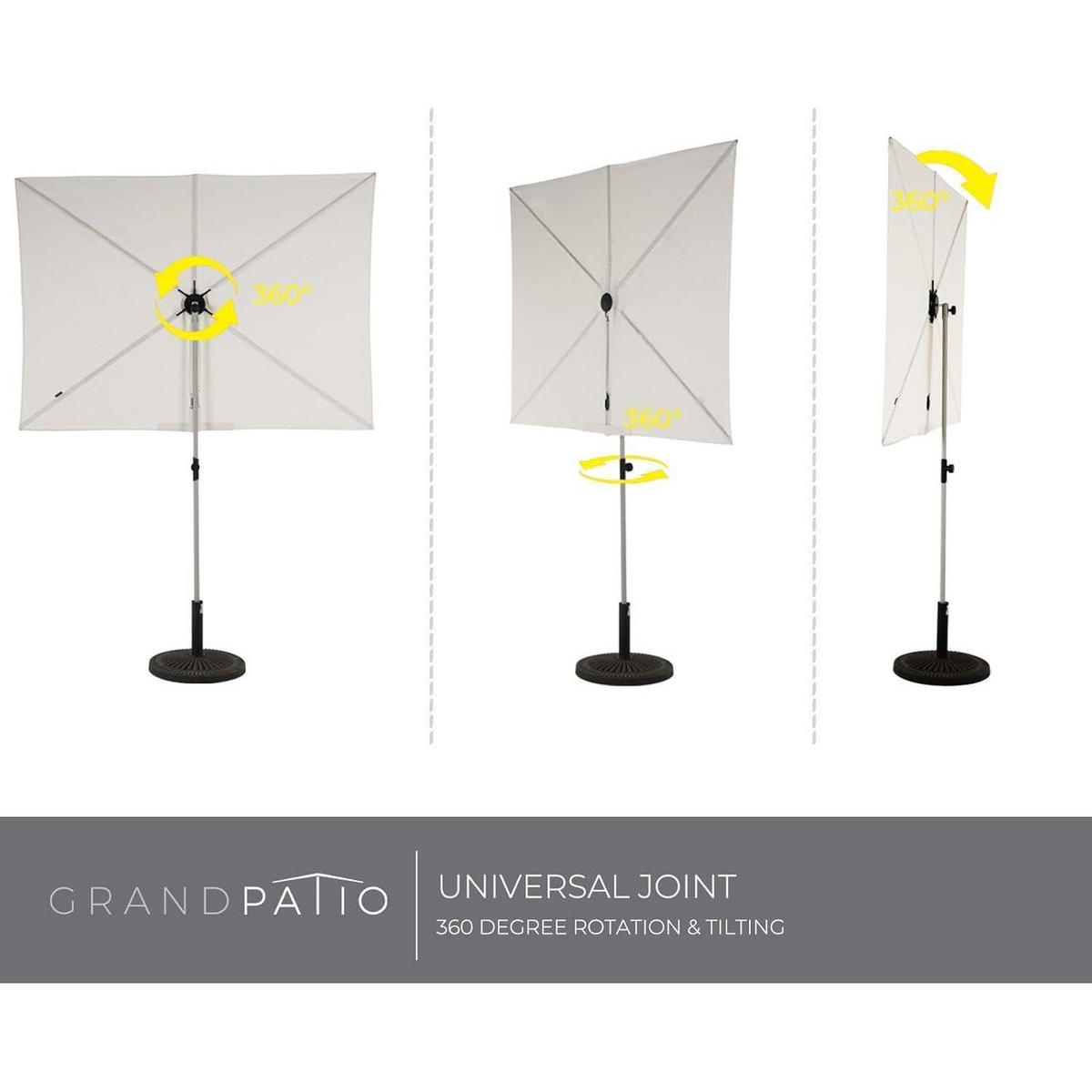 SONNENSCHIRM rechteckig 183 cm x 134 cm mit Druckknopfneigung UV-Schutz 50+ - Beige, Textil (183/183cm)