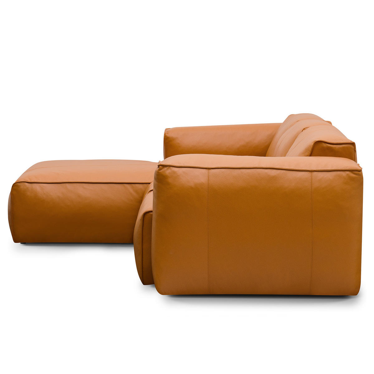 3-SITZER ECKSOFA mit Longchair - Cognac/Schwarz, Leder/Kunststoff (251/173cm) - home24