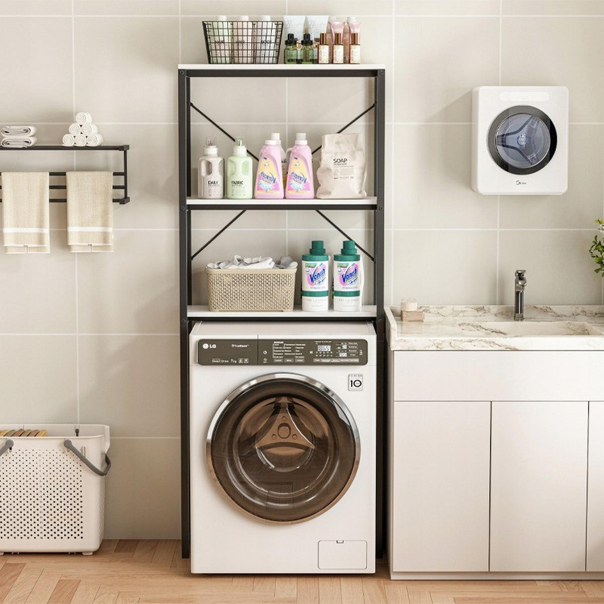 BADEZIMMERREGAL, braun 66/34/160 cm - Braun, Holzwerkstoff (66/160/34cm)