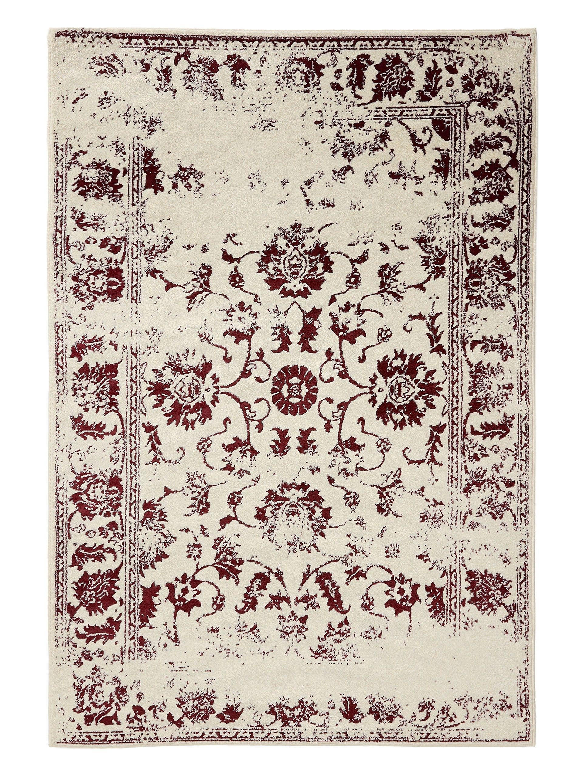 VINTAGE-TEPPICH Suki 120/170 cm - Rot/Creme, Kunststoff (120/170cm) - benuta