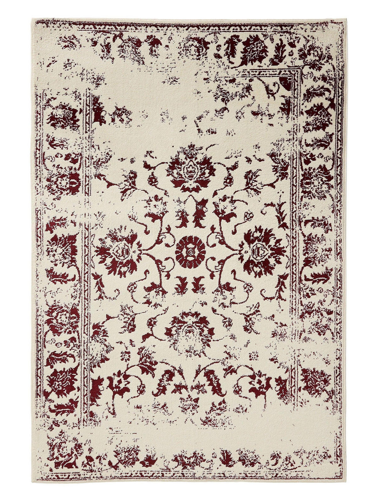 VINTAGE-TEPPICH Suki 160/230 cm - Rot/Creme, Kunststoff (160/230cm) - benuta