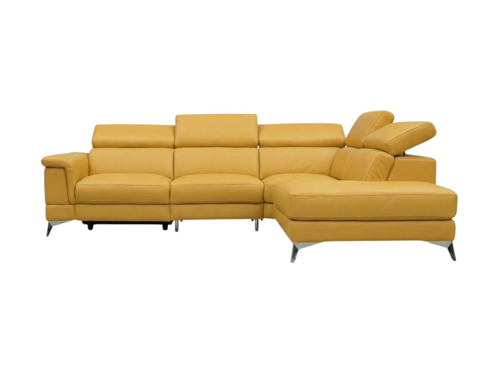 ECKSOFA Planet Echtleder Senfgelb - Gelb, Leder/Metall (256/232cm)