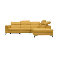 ECKSOFA Planet Echtleder Senfgelb - Gelb, Leder/Metall (256/232cm)