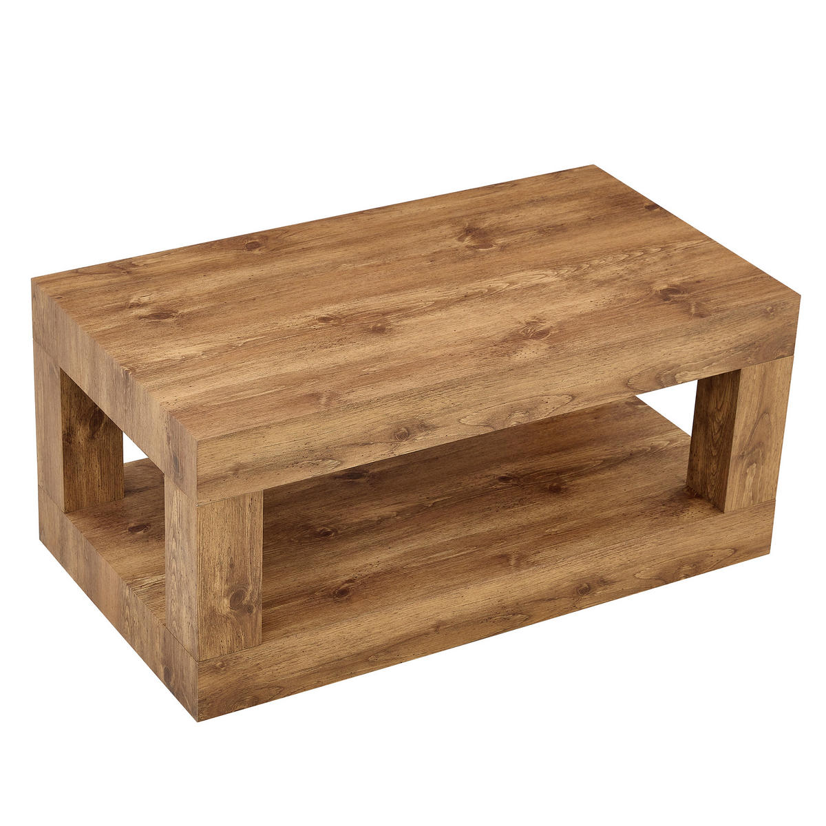 COUCHTISCH in walnuss oder naturholz, 2 ebenen & offenes regal - Naturfarben, Holzwerkstoff (53/93/45.5cm) - Urban Meuble