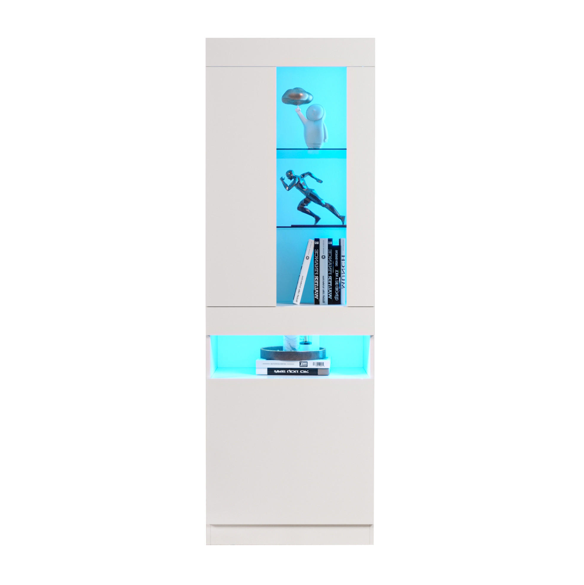 VITRINE 50/40/180 cm aus Spanplatte mit LED-Beleuchtung Weiß - Weiß, Holzwerkstoff (40/180/50cm) - Modenvie