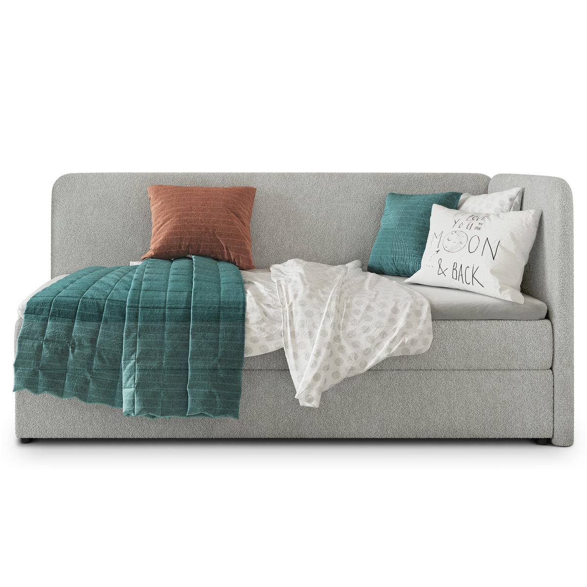 POSTEL BOXSPRING GINA 100x200 cm, s matrací a úložným prostorem, světle šedá - světle šedá, kompozitní dřevo/textil (100/200cm) - MASSENO