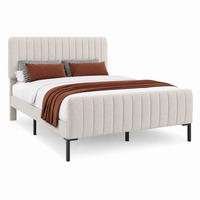 POLSTERBETT mit verstellbarem Kopfteil 160x200 cm Leinen Grau-Beige - Grau, Metall (160/200cm) - Meubliv