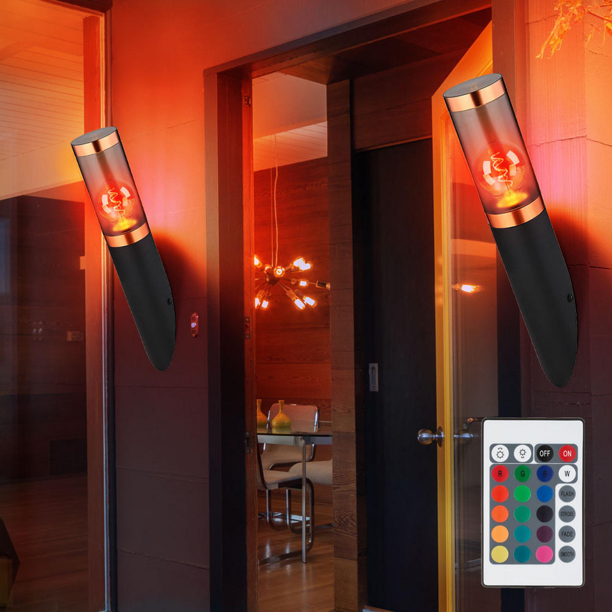 LED AUSSEN-WANDLEUCHTE Boston Schwarz Edelstahl - Schwarz, Metall (7.6/41/7.6cm) - Globo Lighting