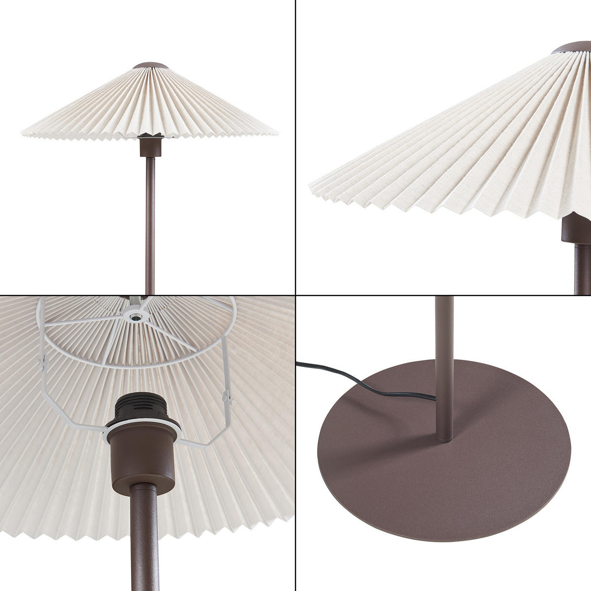 STOJACÍ LAMPY Appledore - bílá/hnědá, kov/textil (53.5/53.5/149cm) - lux.pro