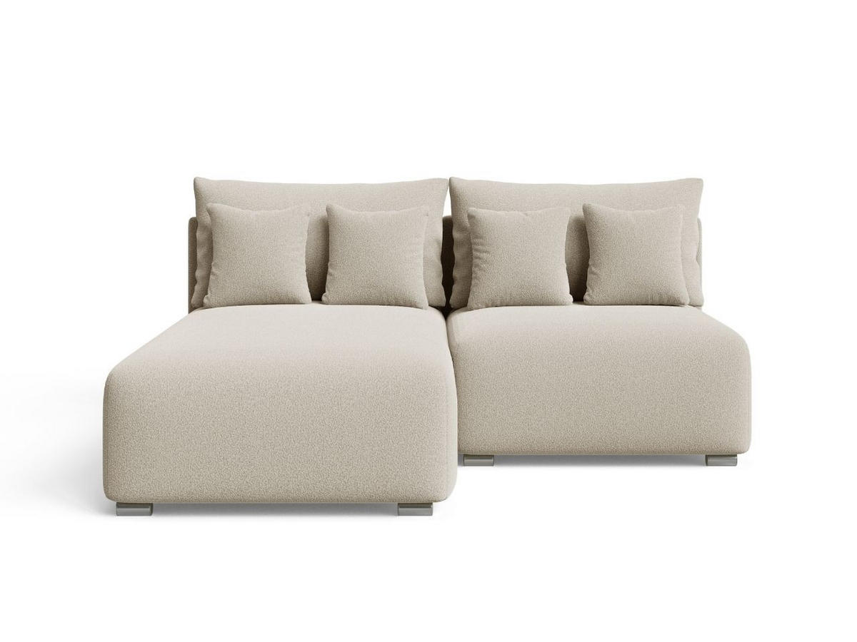 ECKSOFA Ronni Bouclé-Stoff Beige Links - Beige, Holz/Textil (206/190cm) - Graingold