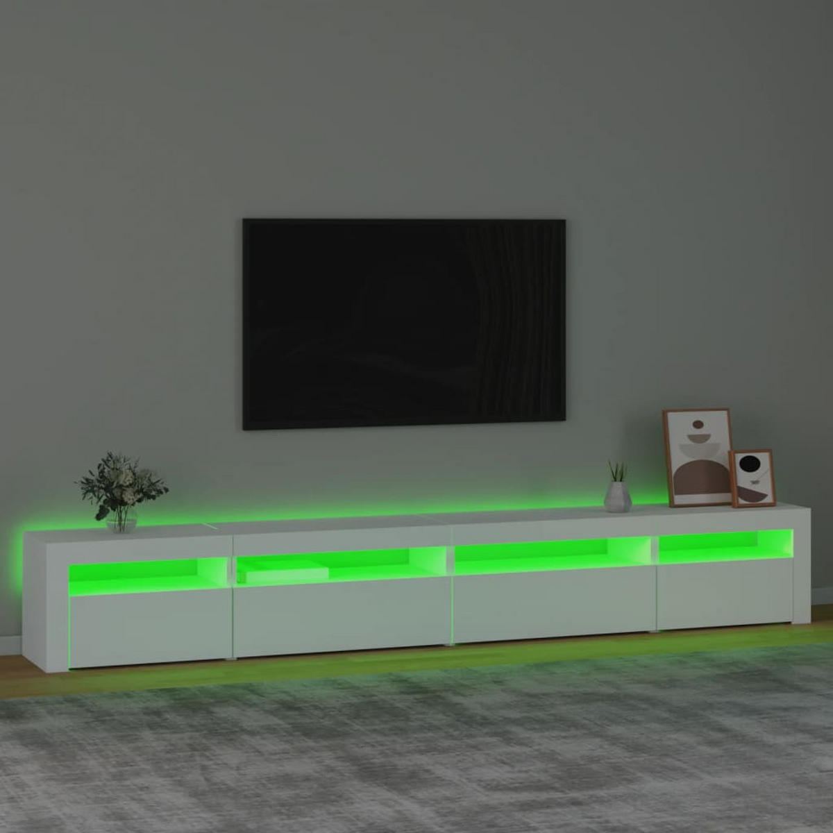 TV-SCHRANK Mit Led-Leuchten Weiss 270/35/40 Cm - Weiß, Holzwerkstoff (270/40/35cm) - vidaXL