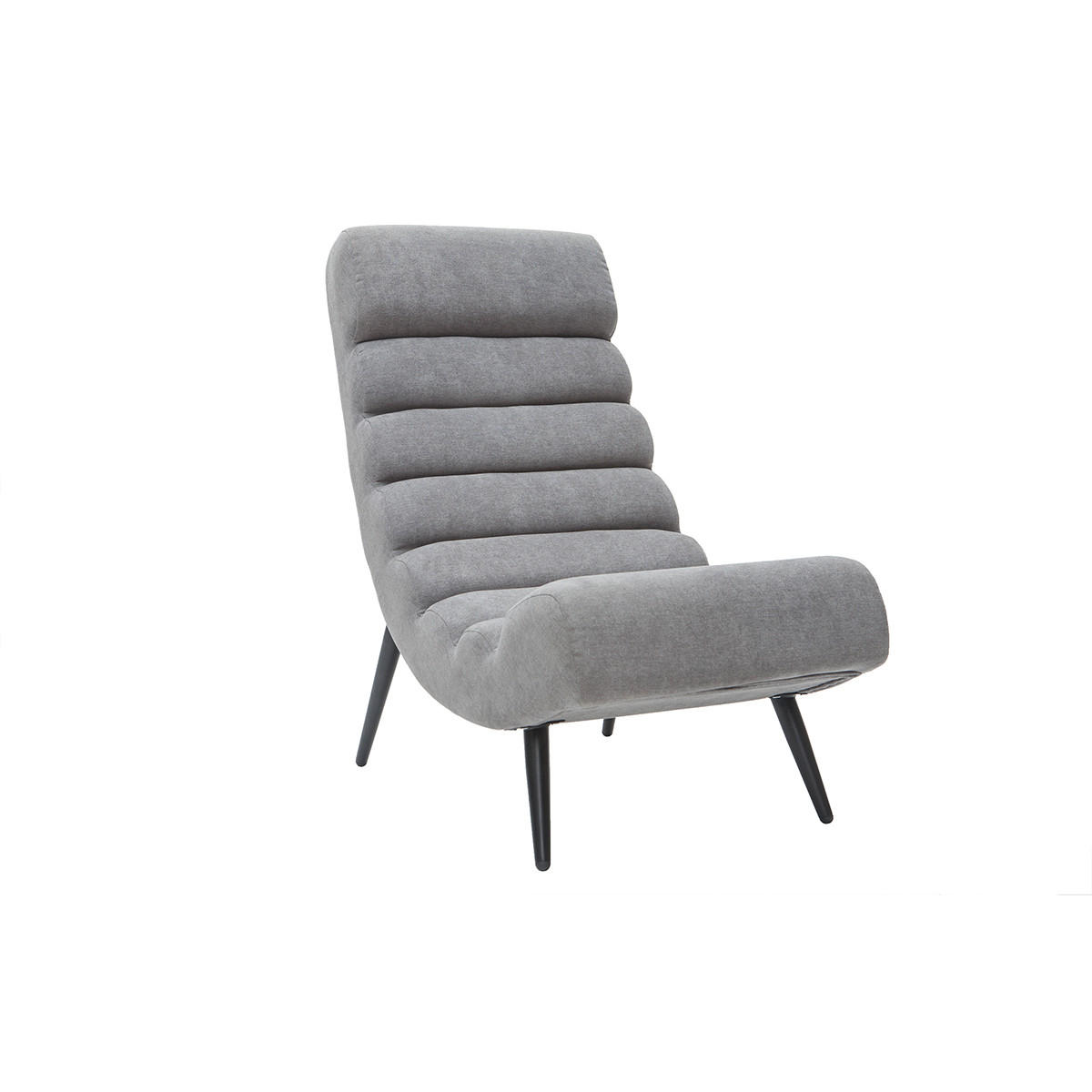 SESSEL Design Grauer Samteffekt Schwarzes Metall TAYLOR - Grau, Textil (94/100/57cm) - Miliboo