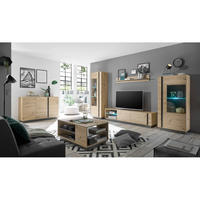 WOHNZIMMER-SET 6-TLG. Cardiff-61 - Braun, Holzwerkstoff (340/194/40cm) - Lomado