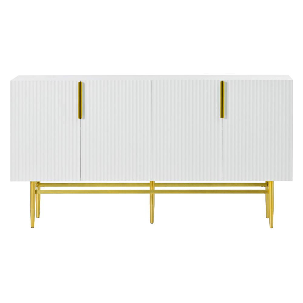 SIDEBOARD mit 4 Türen und Metallgriff, Weiß - Weiß, Holz (40.5/80/152.5cm) - KOMHTOM