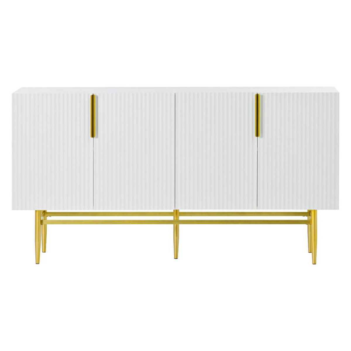 SIDEBOARD mit 4 Türen und Metallgriff, Weiß - Weiß, Holz (40.5/80/152.5cm) - KOMHTOM
