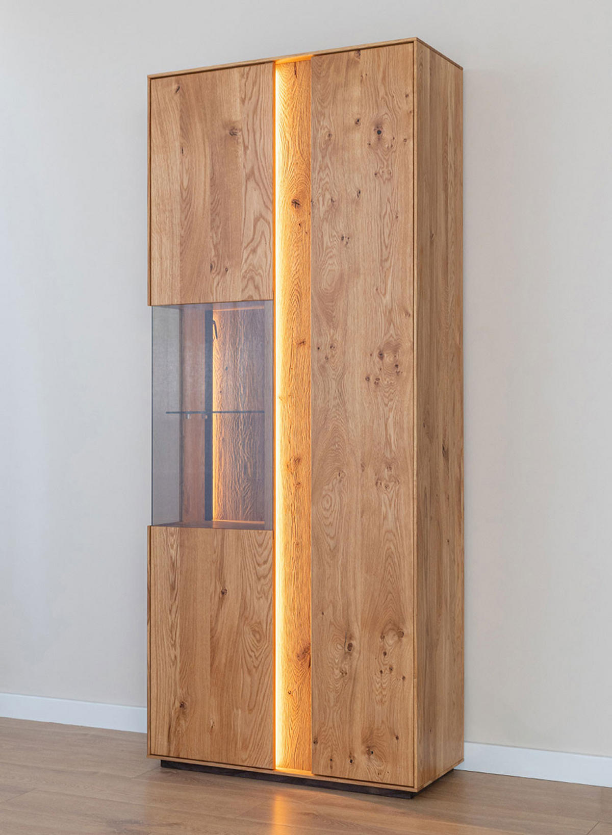 VITRINE Collodi Wildeiche Natur 84,5 / 37 / 205cm - Wildeiche, Holz (84.5/205/37cm) - Feldmann-Wohnen