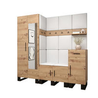 GARDEROBEN-SET 196/200/45,6 - Schwarz/Eiche Artisan, Holz/Kunststoff (200/196/45.6cm) - Abiks Möbel