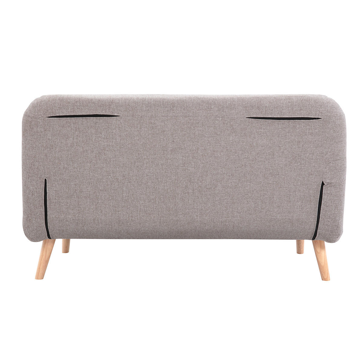 SCHLAFSOFA 2-Sitzer Taupe Stoff Helles Holz AMIKO - Taupe, Textil (87/78/132cm) - Miliboo