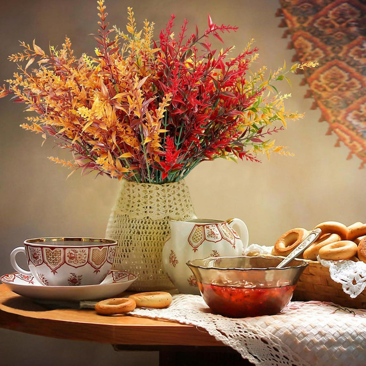 KÜNSTLICHE Herbstblumen 8-teiliges Set Gelb - Multicolor, Kunststoff (35cm)
