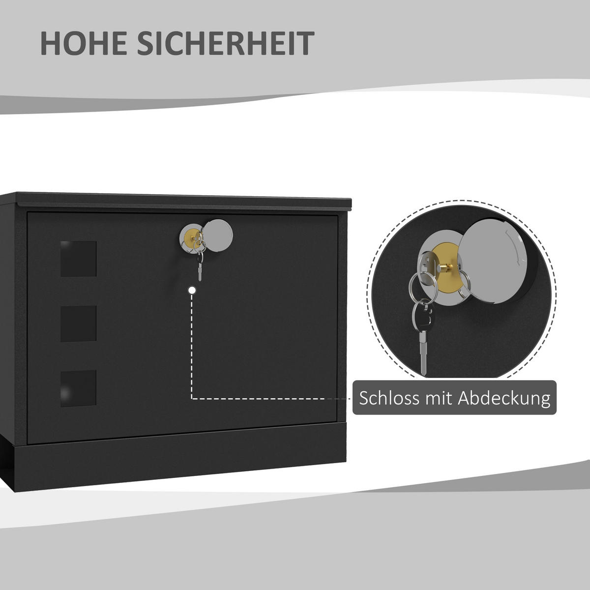 BRIEFKASTEN Metall Schwarz - Schwarz, Metall (11.5/29/36.5cm) - HOMCOM