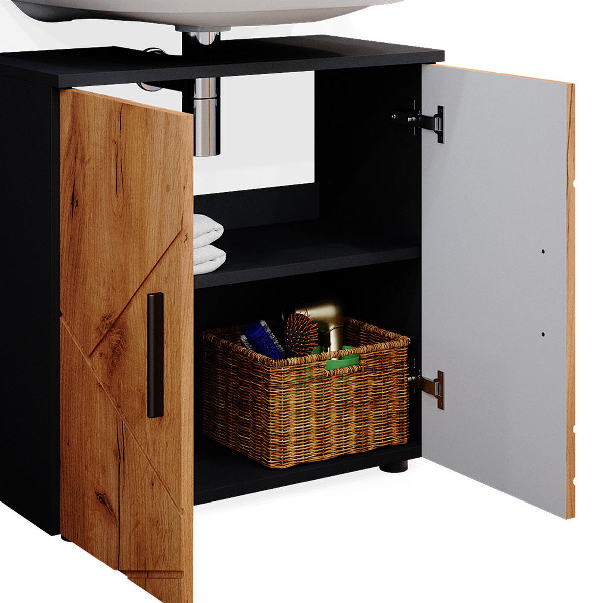 BADMÖBEL-SET Irma Goldkraft Eiche/Anthrazit 3 Teile - Anthrazit/Eiche Wotan, Holzwerkstoff (80/58.6/41cm) - Vicco