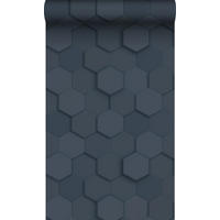 TAPETE 3D Wabenmuster 53 cm x 10.05 m - Blau, Papier (53/1000cm) - Origin Wallcoverings