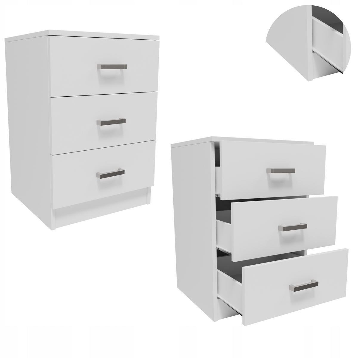 KOMMODE CR3-LOFT-3S Weiß 42/40,3/62,3 cm - Weiß, Holzwerkstoff (42/62.3/40.3cm)
