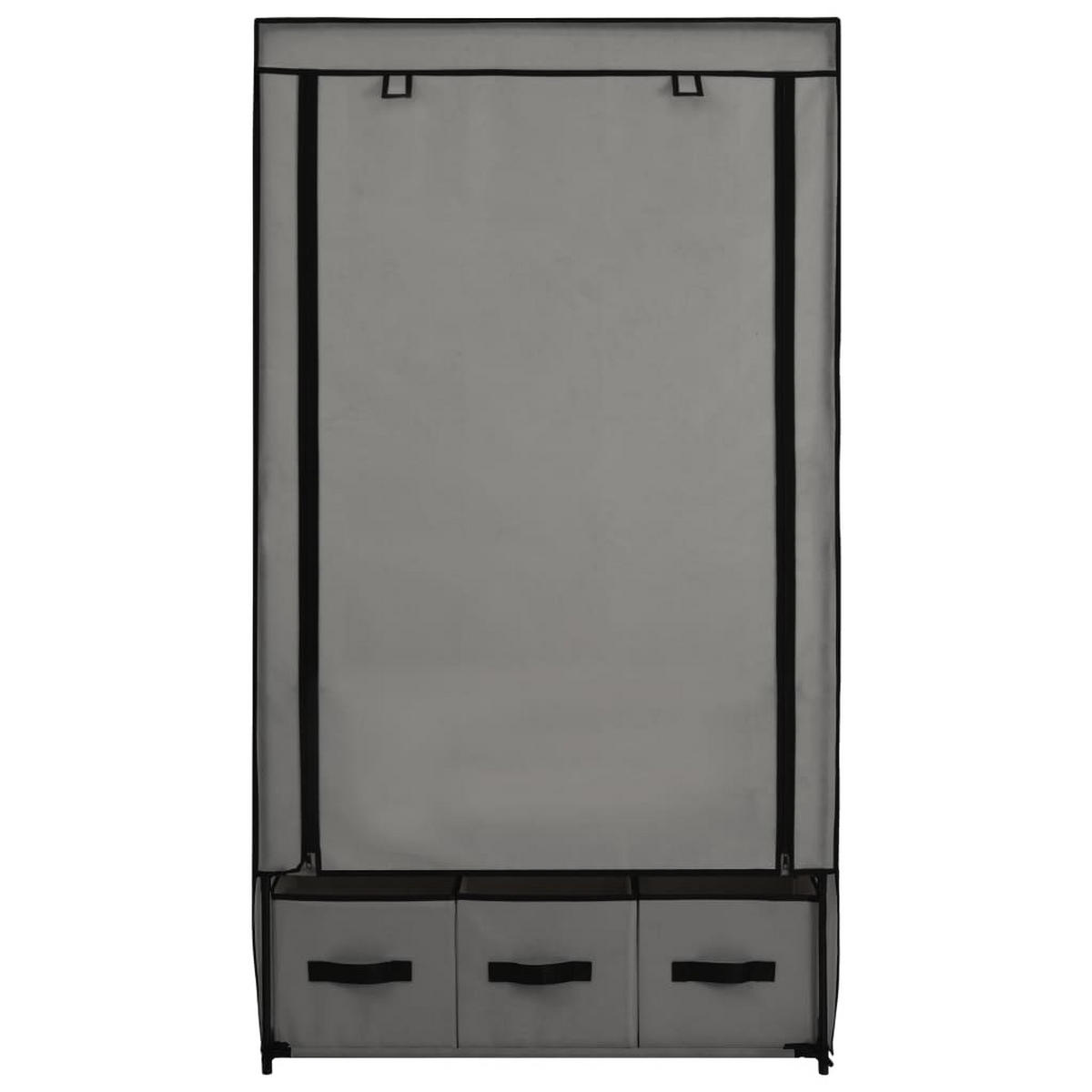 STOFFSCHRANK mit 3 Schubladen, 1 Rolltür 87/49/159 cm Grau - Grau, Textil (87/159/49cm) - vidaXL