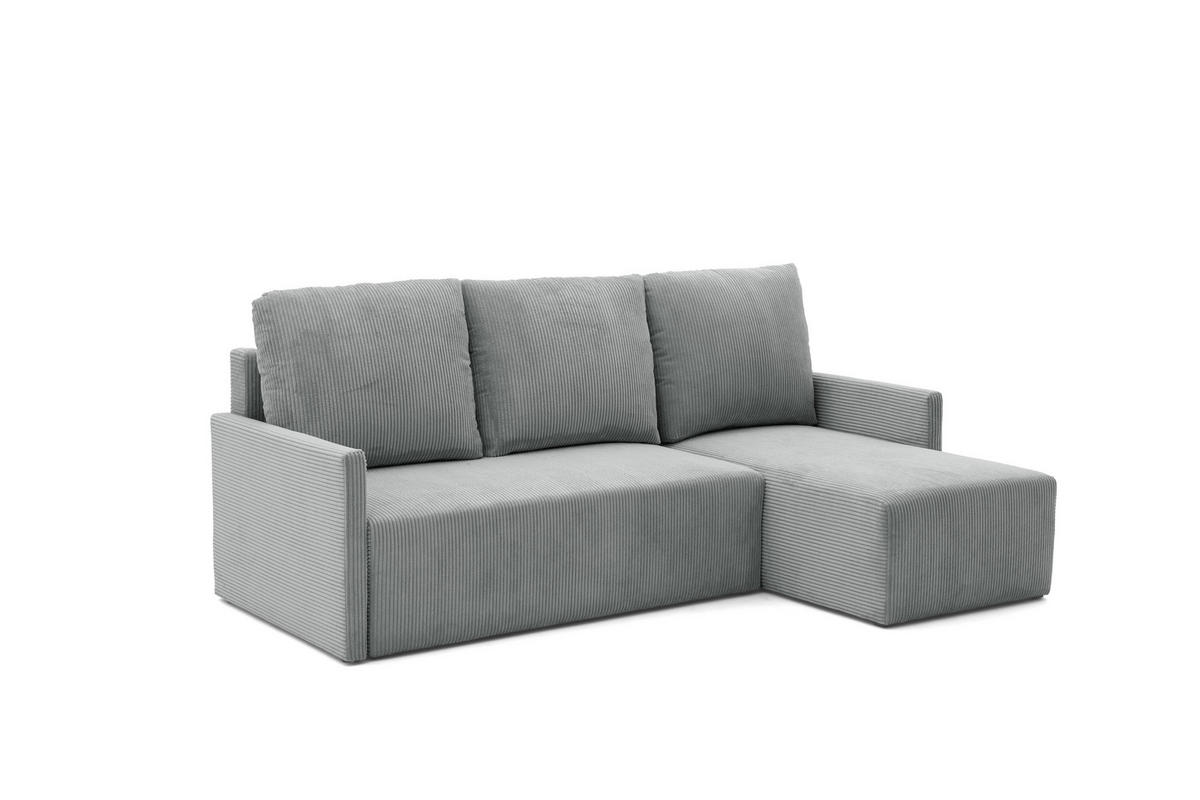 ECKSOFA GARDA L Links mit Schlaffunktion 132x198 Cord Grau - Schwarz/Grau, Holz/Kunststoff (209/145cm) - NACANAPA